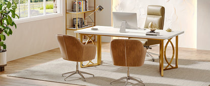 LITTLE TREE 70.9-inch Executive Table - Wood Computer Desk with Metal Frame - Spacious & Sturdy - For Home Office & Workspaces - Ideal Gift for Professionals