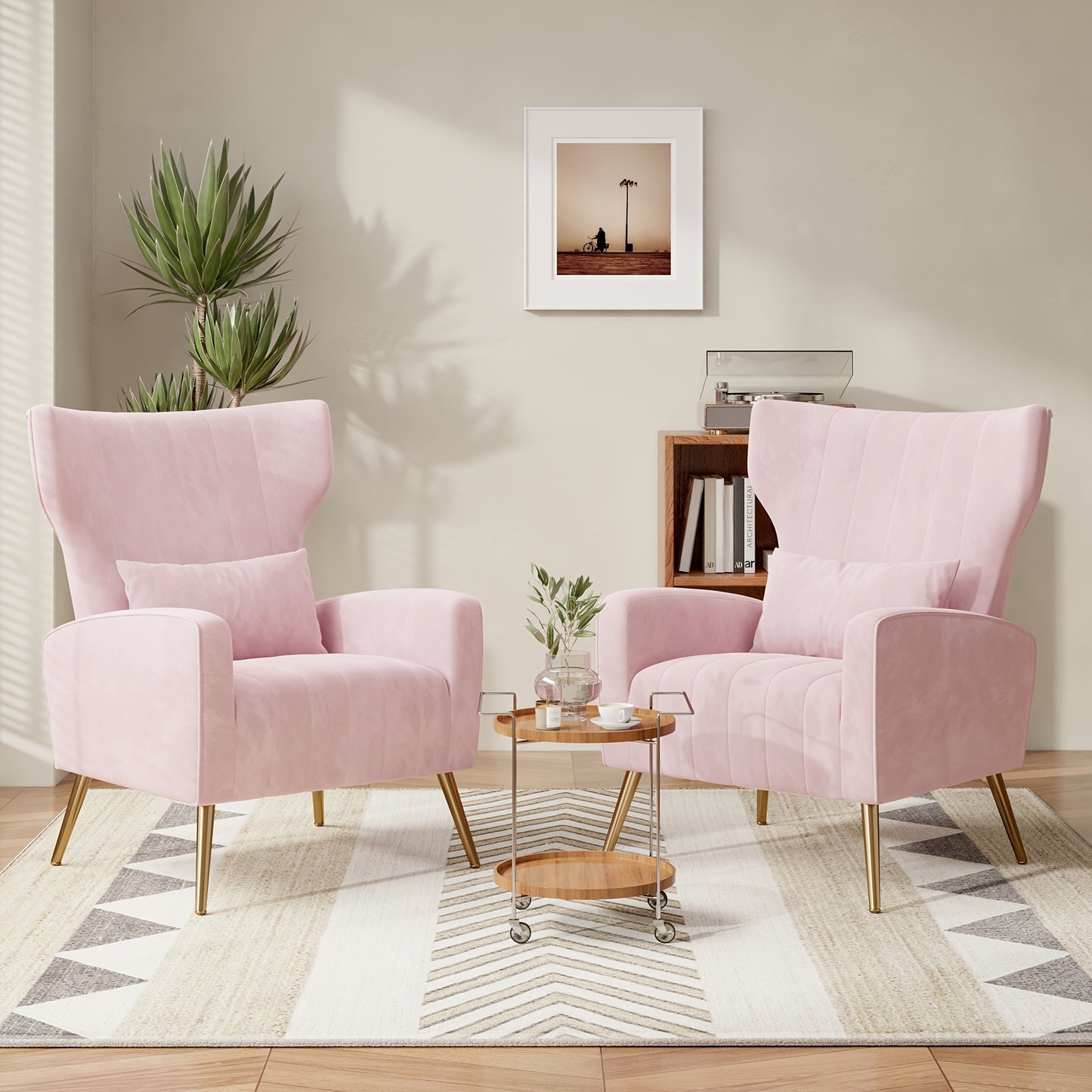 Modern Velvet Accent Chair with Metal Legs and Head Support – Cozy Mid-Century Reading Armchair, Includes Cushion and Footrest, Available in Gray/Yellow/Black