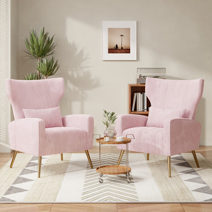 Modern Velvet Accent Chair with Metal Legs and Head Support – Cozy Mid-Century Reading Armchair, Includes Cushion and Footrest, Available in Gray/Yellow/Black