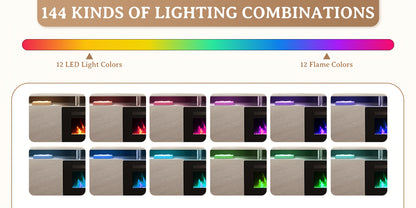 70" Fireplace TV Stand with 36" Electric Fireplace, 2-Tier LED Entertainment Center for TVs Up to 80", Ideal for Living Room,, Grey