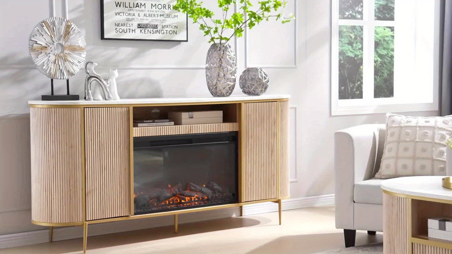 70" Luxury Fireplace TV Stand - Faux Marble Top