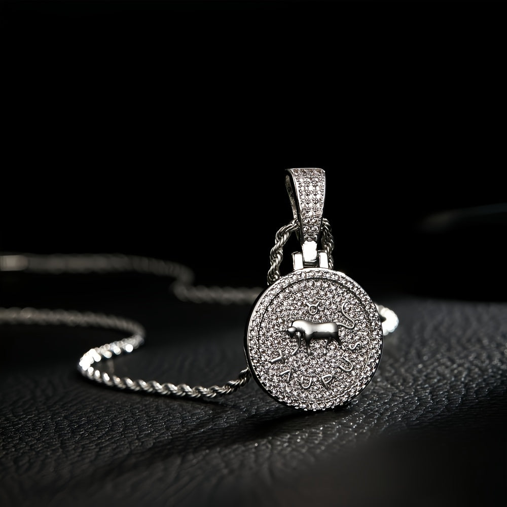 12 Zodiac Coins Necklace - 14K Gold Plated Golden Plated Hip-Hop Astrology Pendant with Synthetic Synthetic Zirconia Stones, 24in 304 Stainless Steel Chain, Unisex Jewelry Gift for Women & Men (Birthdays, Mother’s Day, Fath