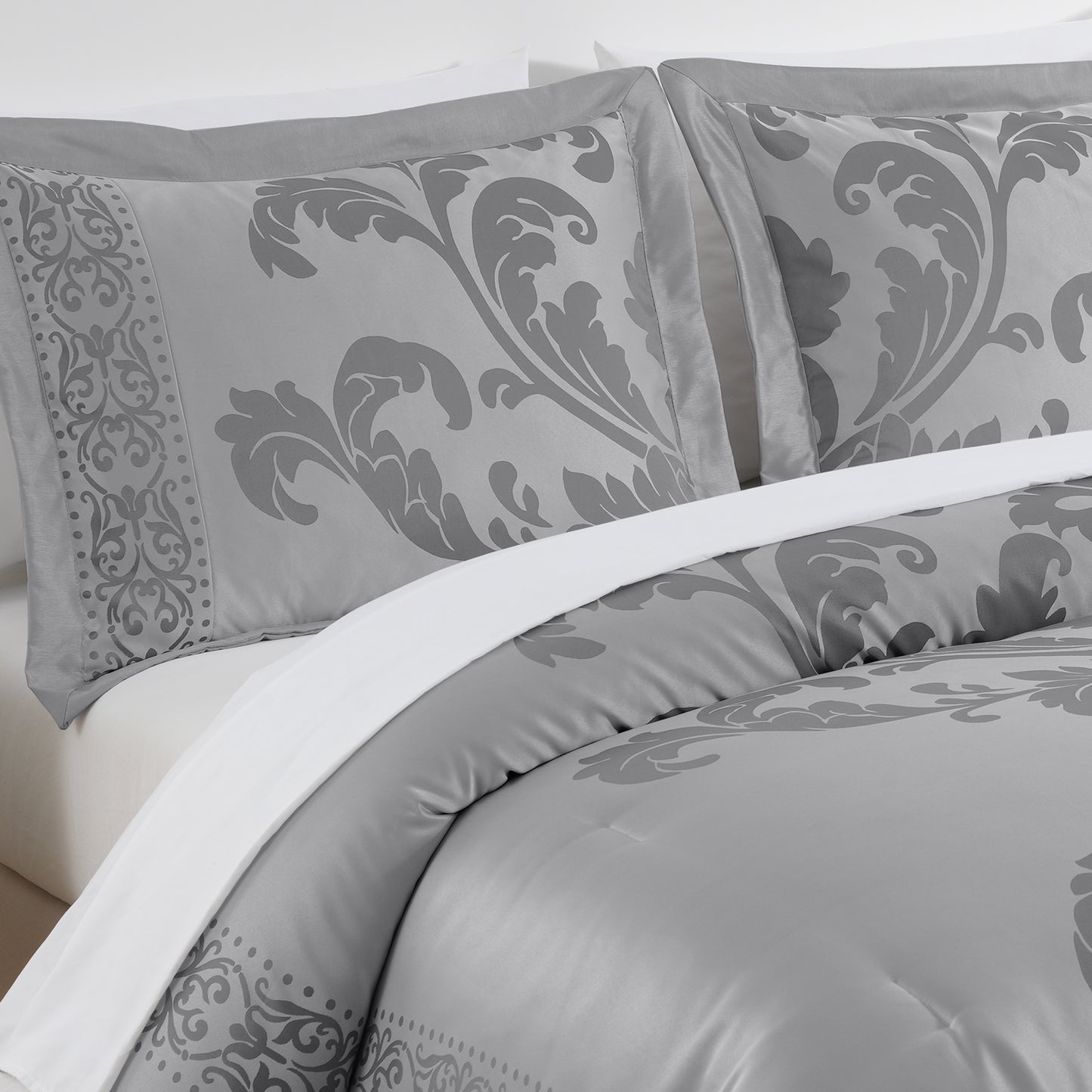 Valor 7-Piece Luxury Jacquard Floral Bed in a Bag Comforter Set