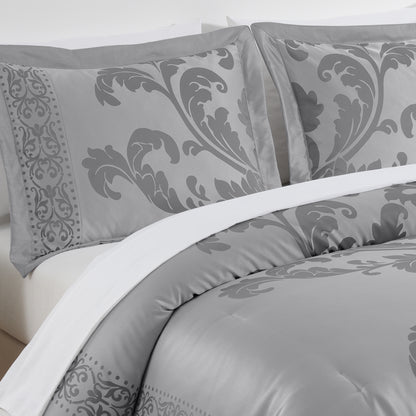 Valor 7-Piece Luxury Jacquard Floral Bed in a Bag Comforter Set