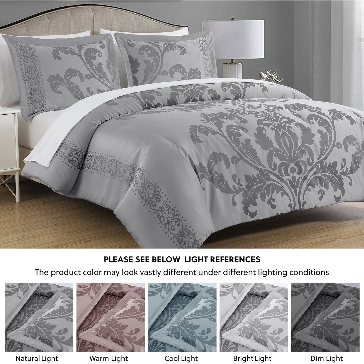 Valor 7-Piece Luxury Jacquard Floral Bed in a Bag Comforter Set