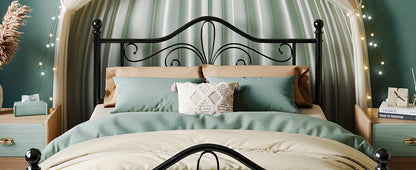 HOOMIC Platform Bed Frame, Metal Bed Frame With Butterfly Pattern Design Headboard & Footboard, No Box Spring Required, Easy Assembly