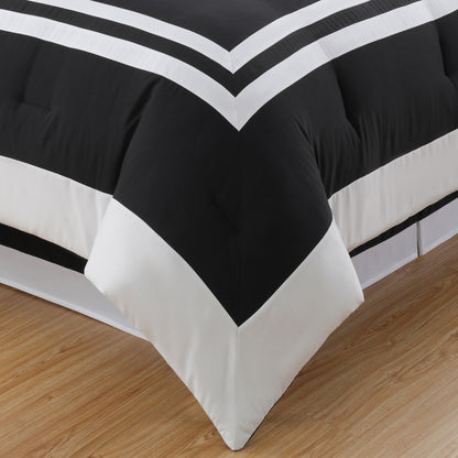 Caprice 7-Piece Modern Hotel Style Square Pattern Comforter Set with Decorative Pillows, Cal King/King/Queen/Full Size