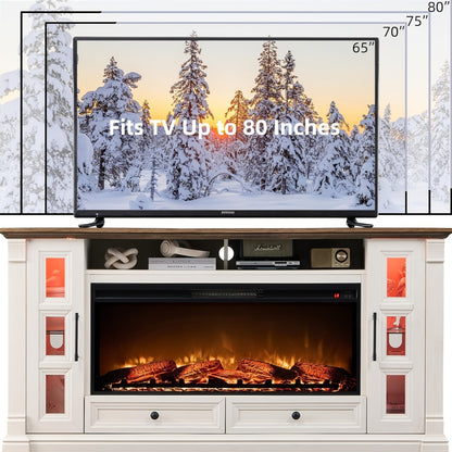 Farmhouse Fireplace TV Stand - 36" Electric for 80" TVs