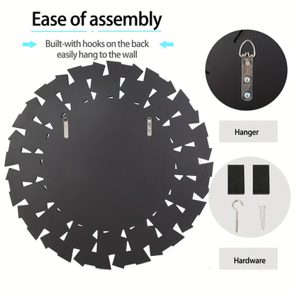 Round Decorative Mirror Wall 32 inch Large Silver Vanity with Beveled Glass Frame Edge and Back for Modern Home Mirrored Art Accent Decor Bathroom Bedroom Living Room