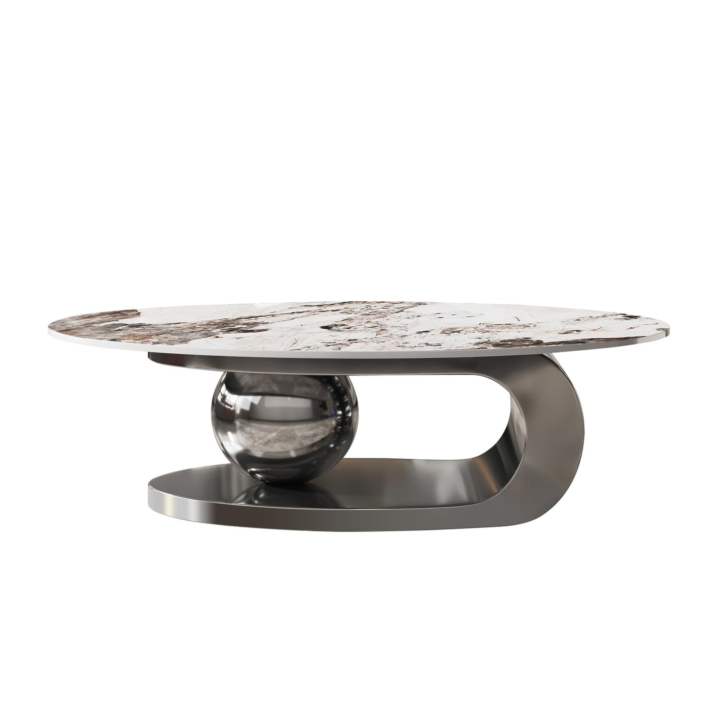 Modern Oval Faux Marble Coffee Table Faux Marble Coffee Table - Gold Metal Base