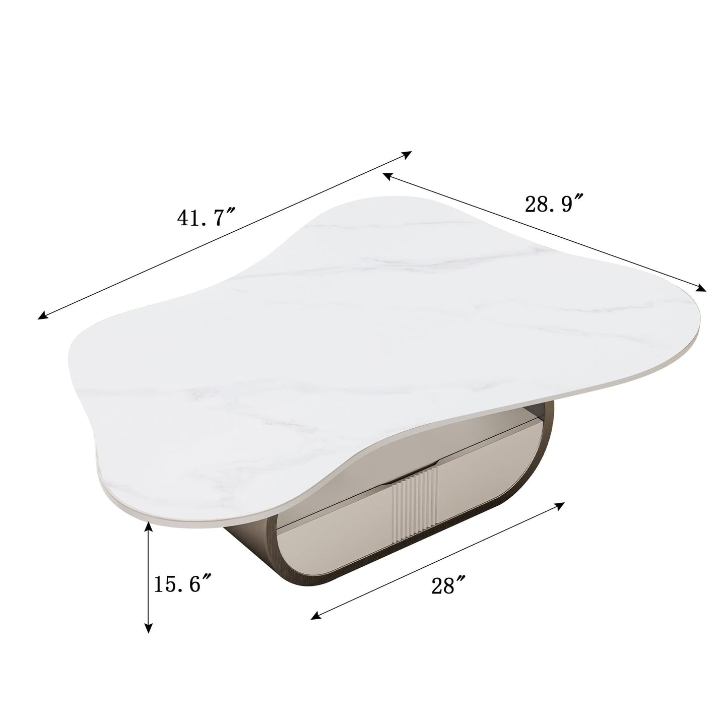 Modern Oval Faux Marble Coffee Table Faux Marble Coffee Table - Gold Metal Base