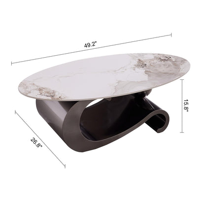 Modern Oval Faux Marble Coffee Table Faux Marble Coffee Table - Gold Metal Base