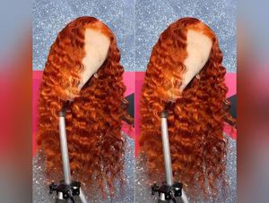 13x6 13x4 Orange Ginger Deep Wave Remy Lace Front Colored Curly Lace Frontal Human Hair Wigs For Women Human Hair Wig