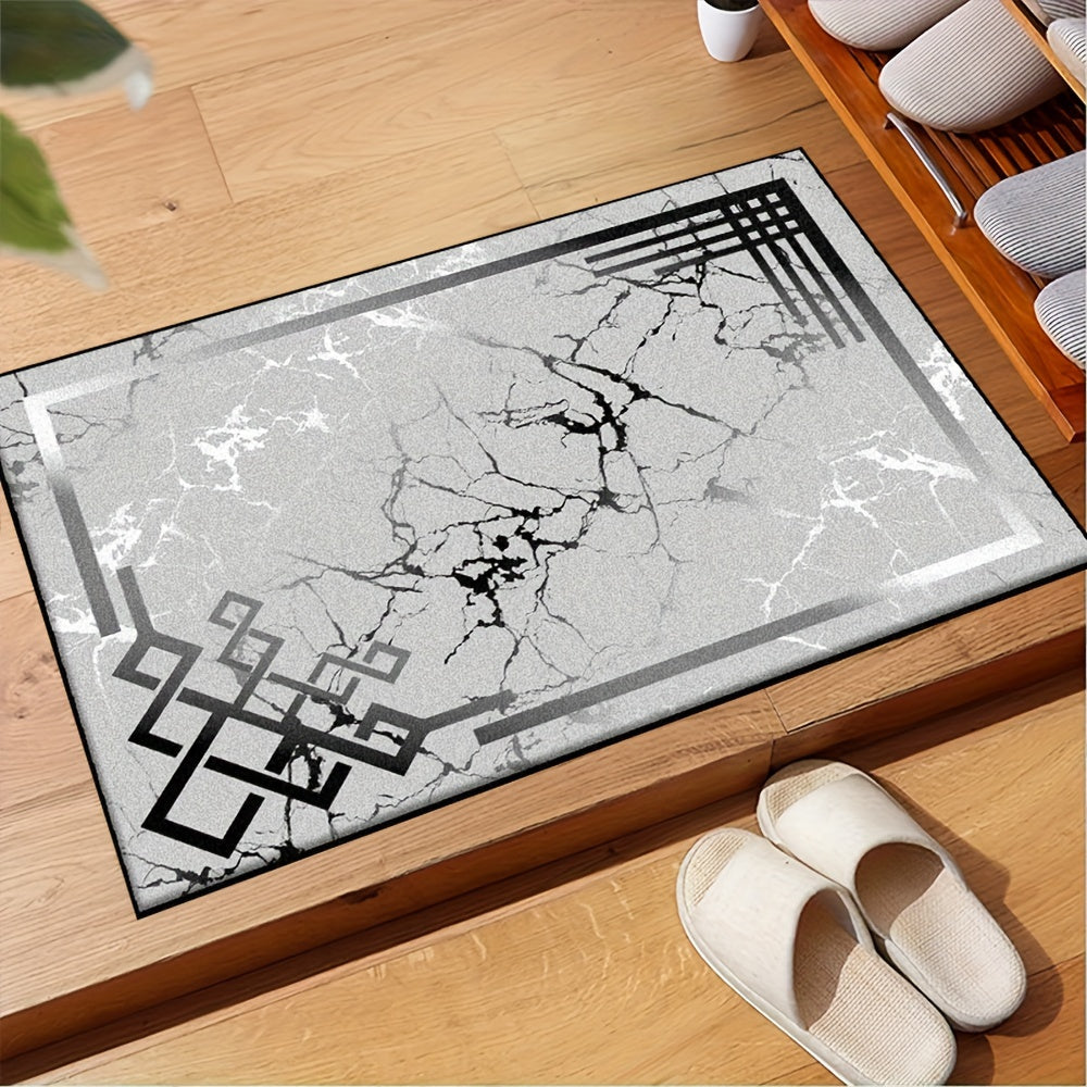 1pc Marble Print Area Rug, Abstract Art Design Floor Mat, Minimalist Style Luxurious Motif Throw Carpet, For Living Room Kitchen Lounge Spring Decor Gift Home Decor Room Supplies