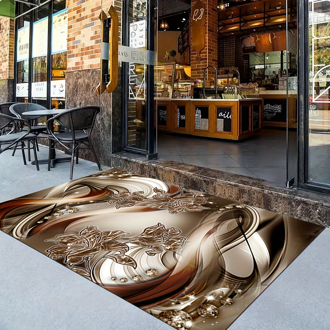 Noble Butterfly Printed Palace Royal Decorative Living Room Soft Carpet, Machine Washable Non-slip Carpet, Hotel Cafe Shop Carpet