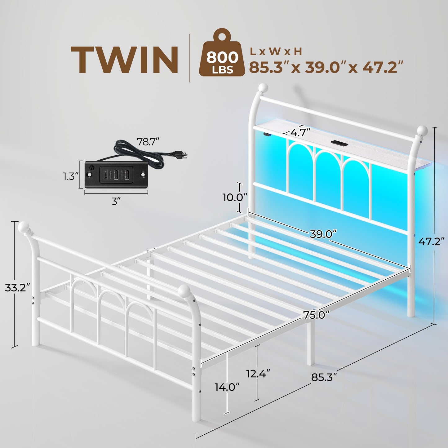 Classic Metal Platform Bed Frame with Victorian Style Iron-Art Headboard/Footboard/Under Bed Storage/No Box Spring Needed