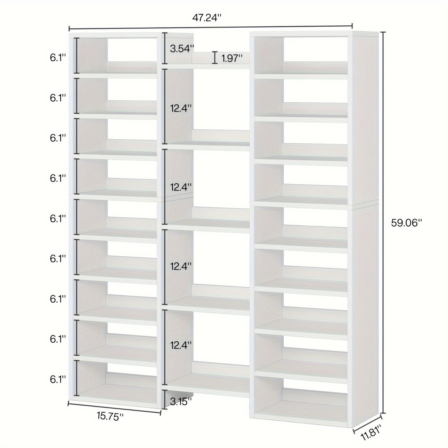 14-Tier Freestanding Shoe Rack: White Wooden Shoe Storage Cabinet, 22 Open Cubbies, Holds 46 Pairs, Wide Entryway Shoe Organizer Ideal For Living Room And Entryway