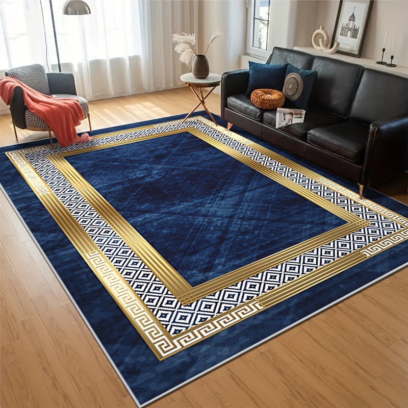 Lightweight Flat Woven Polyester Blend Area Rug – Versatile Rectangle Office, Bedroom, Living Room Rug with Machine Washable, Non-Slip Backing, Stain-Resistant Home Decor Carpet – Modern Bohemian Style Indoor Mat