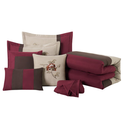 Vienna 7-Piece Embroidered Floral Comforter Set, California King/King/Queen/Full Sizes - Christmas Gift for Family and Friends