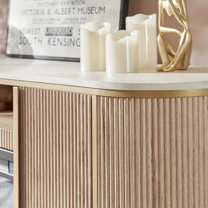 70" Luxury Fireplace TV Stand - Faux Marble Top