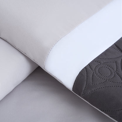 Bernard 7-Piece Patchwork Quilted Medallion Bed in a Bag Comforter Set with Sheets, California King/King/Queen/Full Size