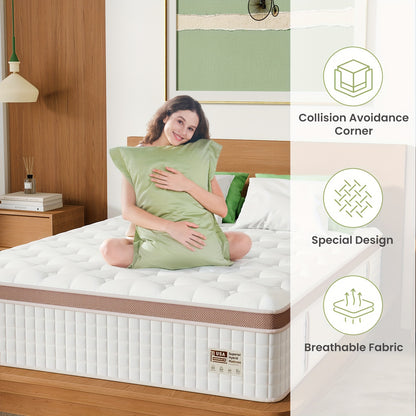 Queen King Mattress 12 Inch - Superior Firm Hybrid Mattress In A Box - 100 Night Trial, Gel Memory Foam And Innerspring Hybrid Mattress For Motion Isolation & Pressure Relief, Edge Support