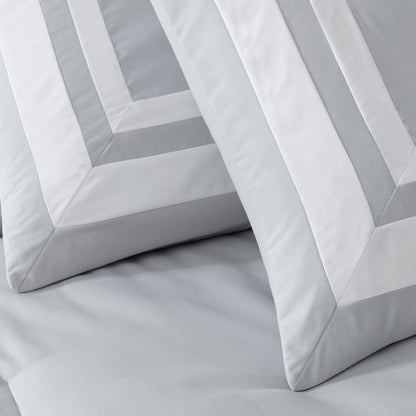 Caprice 7-Piece Modern Hotel Style Square Pattern Comforter Set with Decorative Pillows, Cal King/King/Queen/Full Size