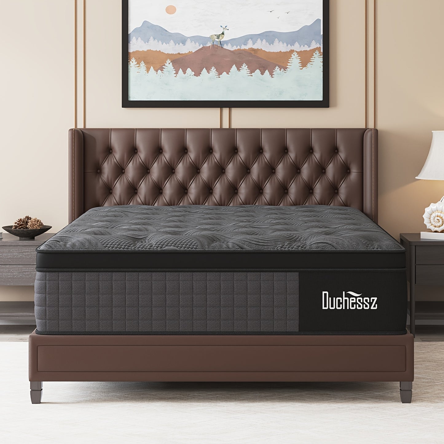 1pc Duchess Euro Top Mattress - Medium Firm Gel Memory Foam Hybrid with Pocket Springs, Anti-Allergy, Medium Feel, Polyester Cover, No Wood Material, Woven Fabric, In a Box - Twin/Full/Queen/King