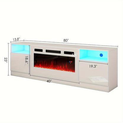 Fireplace TV Stand - Electric LED & Wood Texture