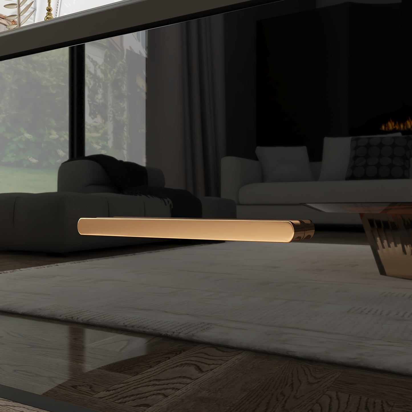 Modern High Gloss TV Stand, Floor Standing TV Cabinet, Gaming And Entertainment Center Console Table, with 4 Drawers And LED Lights, Stylish Design, Black