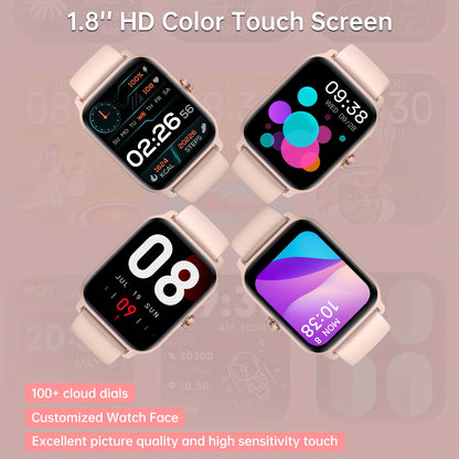 FUVEHA Smartwatch Gift for Men And Women, 1.8" HD Full Touch Screen, Make & Receive Calls, Message Notifications, 100+ Sports Modes, Lightweight & Breathable.Built-in Alexa, Compatible with Android And for iPhone.Perfect Gift