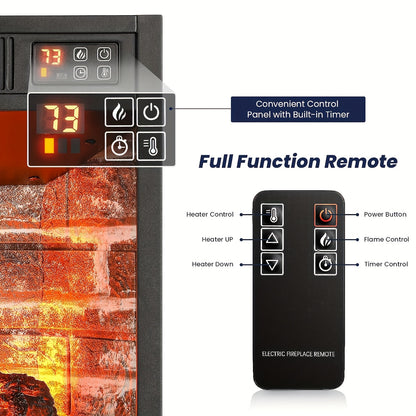 72" Electric Fireplace With Mantel, Fireplace TV Stand For 80" TV, Modern Entertainment Center With Storage, Wood Surround Free Standing Fireplace Heater With Remote Control, Logs, Adjustable Led Flame, For Living Room, Bedro