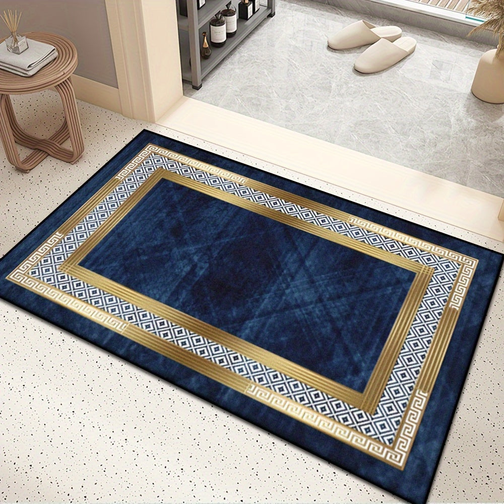 1pc, Dotted Plastic Bottom Cashmere Carpets, Fashionable Bedroom Thickened Rug, Non Slip Washable Balcony Floor Mat, Minimalist Line Home Decoration Carpet