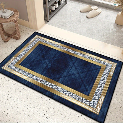 1pc, Dotted Plastic Bottom Cashmere Carpets, Fashionable Bedroom Thickened Rug, Non Slip Washable Balcony Floor Mat, Minimalist Line Home Decoration Carpet