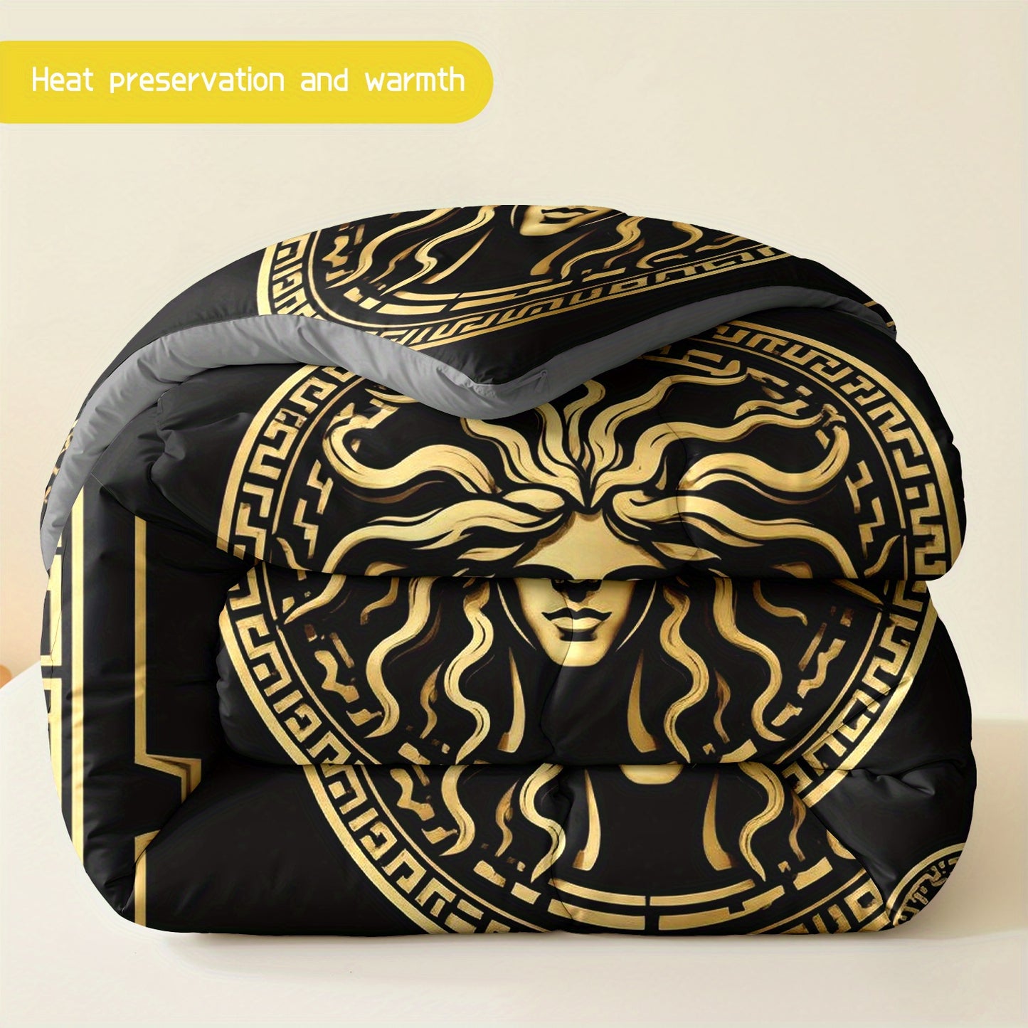 3pcs (1 comforter + 2 pillowcases) Bedding Set, All-Season Soft Microfiber, Hypoallergenic, Wrinkle & Fade Resistant, Easy - Care, Queen/King/Full Size, Fashionable Medusa - Inspired Pattern, Luxury - Quality Durable Fabric f