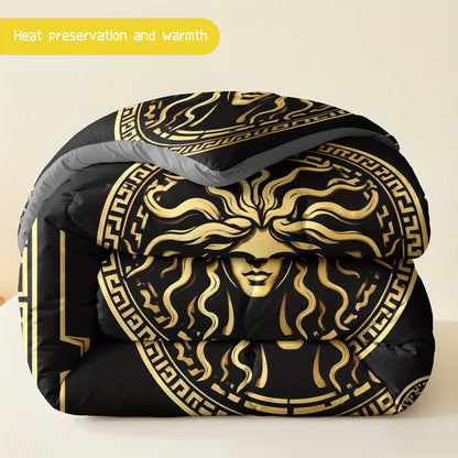 3pcs (1 comforter + 2 pillowcases) Bedding Set, All-Season Soft Microfiber, Hypoallergenic, Wrinkle & Fade Resistant, Easy - Care, Queen/King/Full Size, Fashionable Medusa - Inspired Pattern, Luxury - Quality Durable Fabric f