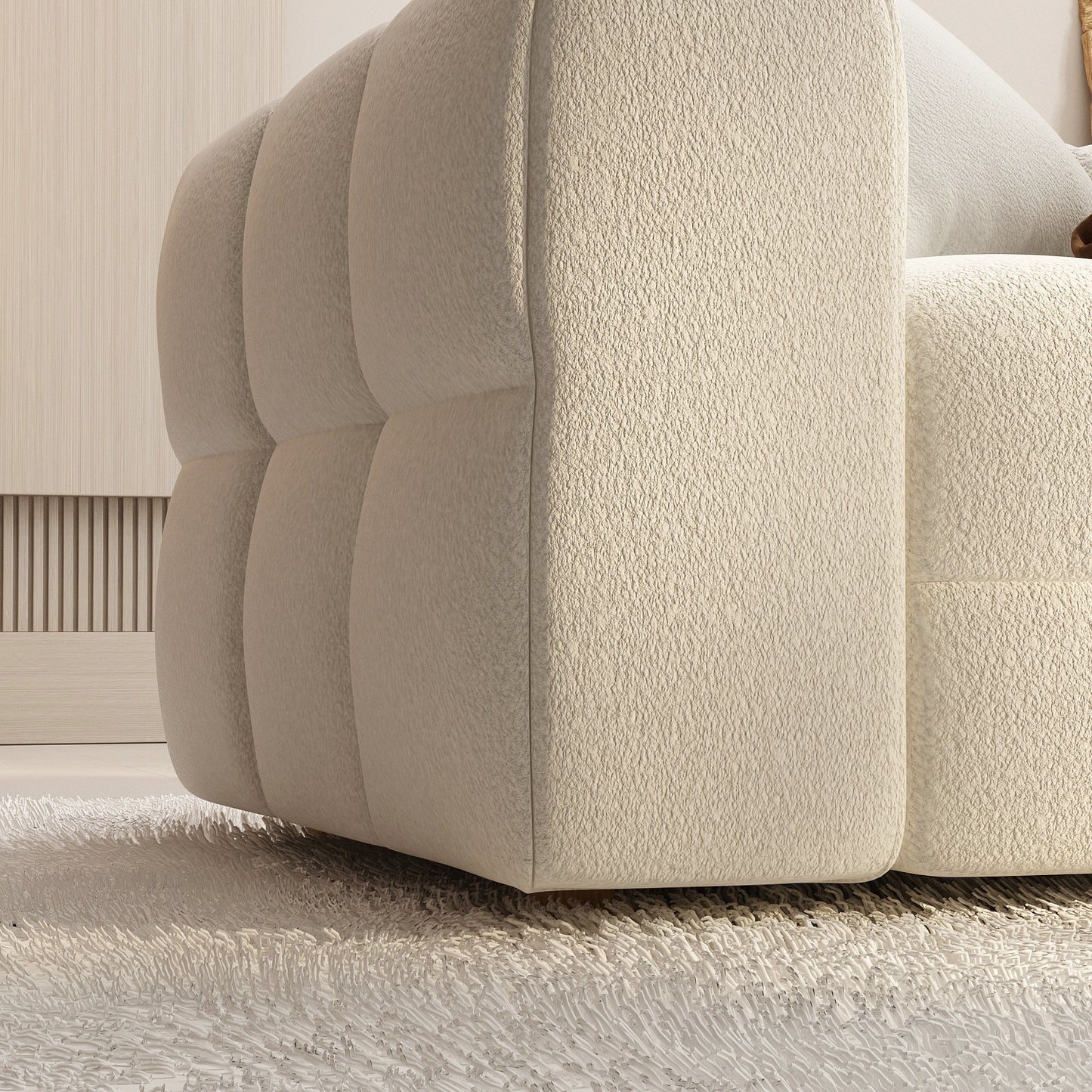 Modern 4-Seater Sofa - Elegant White Velvet Couch with Wooden Frame, Stylish and Simple Design - For Living Room, Bedroom & More - Suitable for Modern & Contemporary Homes - Perfect Gift for Housewarming