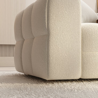 Modern 4-Seater Sofa - Elegant White Velvet Couch with Wooden Frame, Stylish and Simple Design - For Living Room, Bedroom & More - Suitable for Modern & Contemporary Homes - Perfect Gift for Housewarming