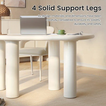Large Office Desk, Wedge-Shaped Computer Office Desk, Modern Executive Desk, Creamy White Writing Study Desk For Study Room, Home Office, Easy Assembly, Guyii
