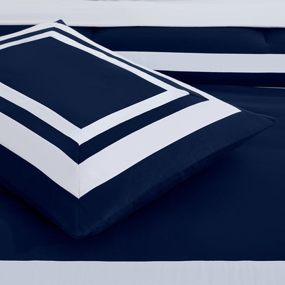 Caprice 7-Piece Modern Hotel Style Square Pattern Comforter Set with Decorative Pillows, Cal King/King/Queen/Full Size