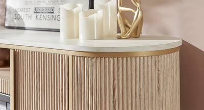 70" Luxury Fireplace TV Stand - Faux Marble Top