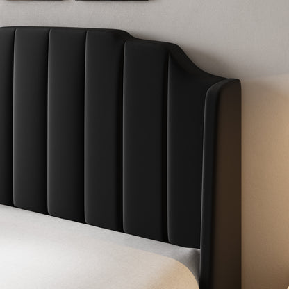 HOOMIC Velvet Queen Size Bed Frame With Wingback Headboard