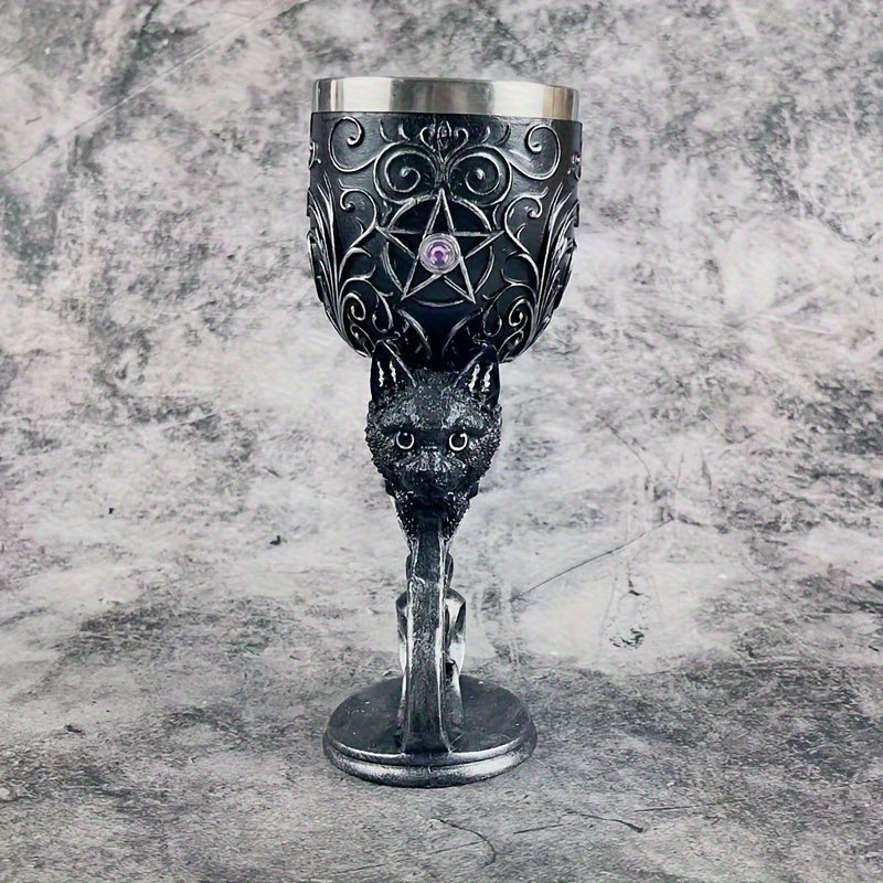 1 Pc Black Cat Goblet, Mythical Retro European Style Medieval Couple Red Wine Goblet