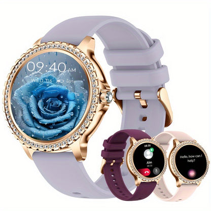 Smart Watch, Full Touch Smart Watches for Android & iPhone Compatible,(Answer/Make Call) Smart Fitness Tracker Watch for Women/Man Smartwatch with Sports/Step, Ideal for Gift (Include Bands:Dark Pink + Wine Red + Light Purple