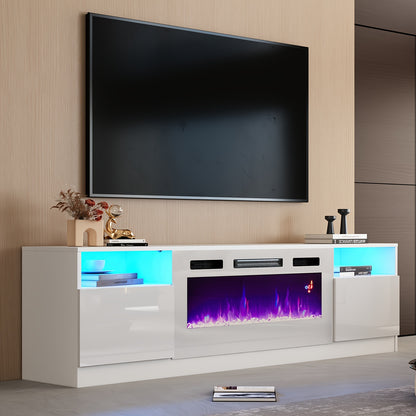 Fireplace TV Stand - Electric LED & Wood Texture