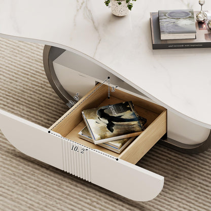 Modern Oval Faux Marble Coffee Table Faux Marble Coffee Table - Gold Metal Base