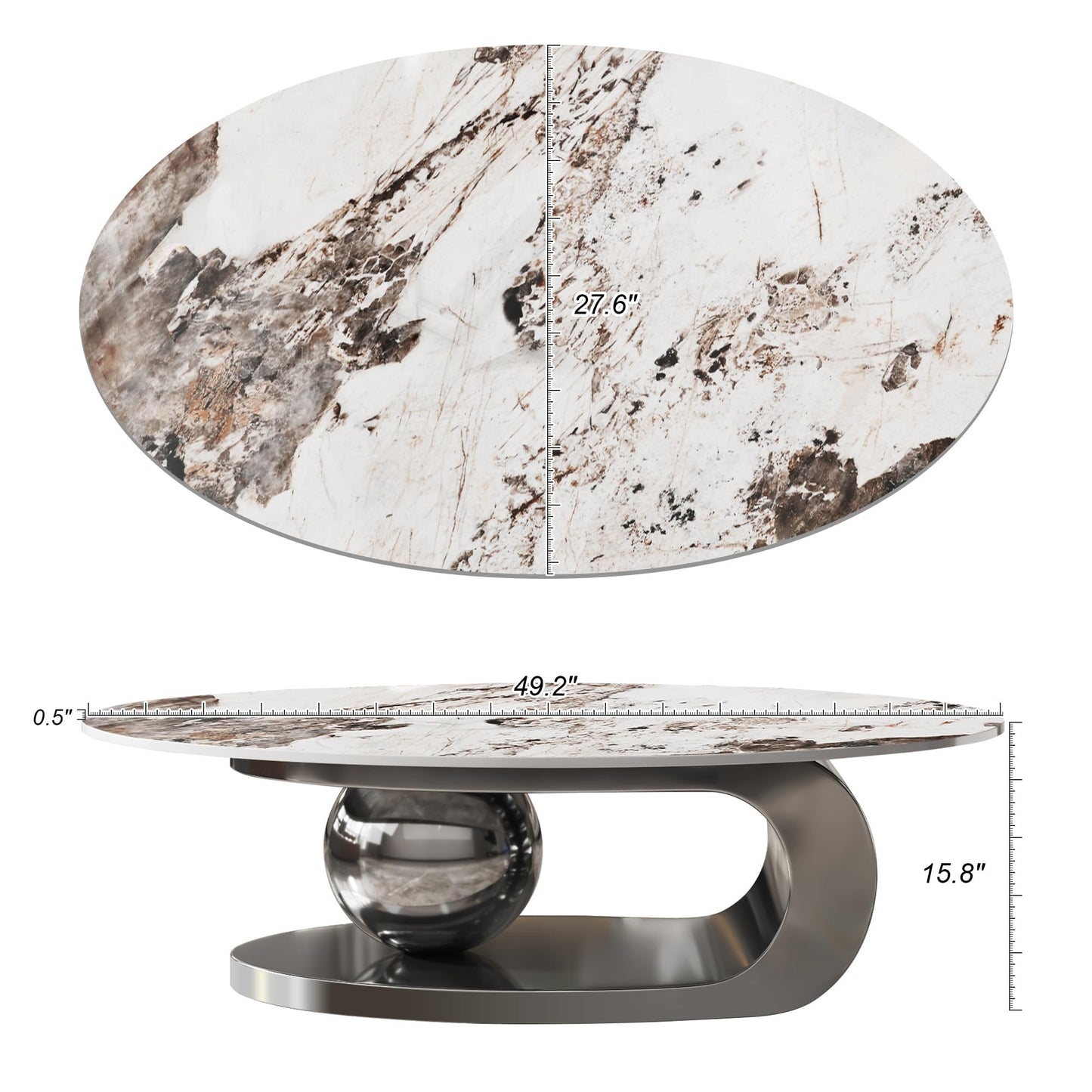 Modern Oval Faux Marble Coffee Table Faux Marble Coffee Table - Gold Metal Base