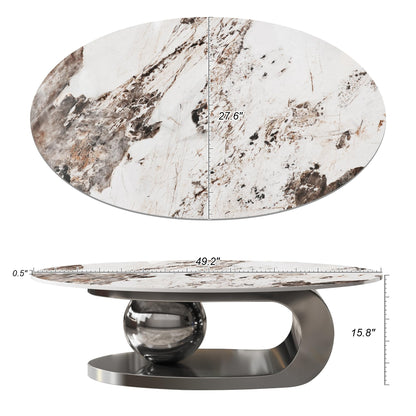 Modern Oval Faux Marble Coffee Table Faux Marble Coffee Table - Gold Metal Base