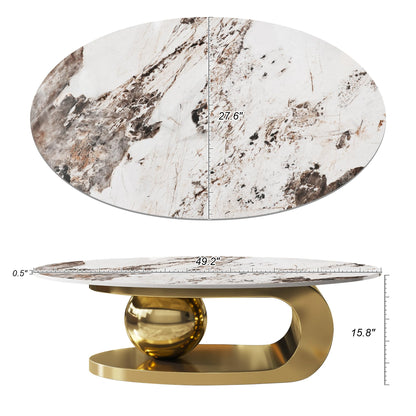 Modern Oval Faux Marble Coffee Table Faux Marble Coffee Table - Gold Metal Base
