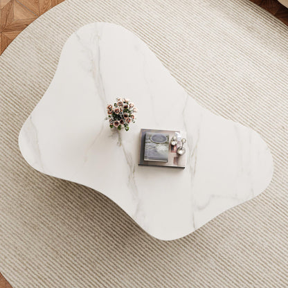 Modern Oval Faux Marble Coffee Table Faux Marble Coffee Table - Gold Metal Base